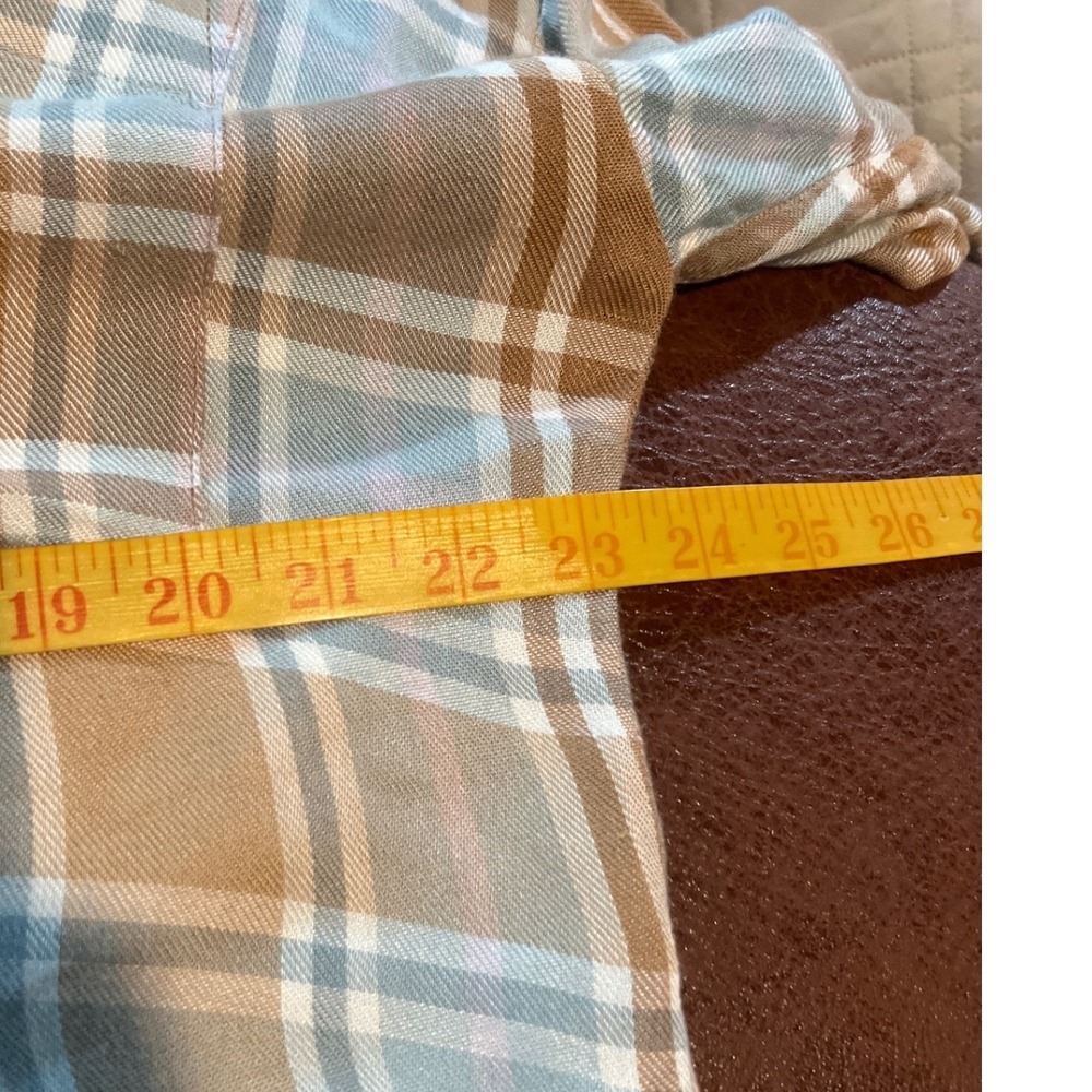 Show Me Your Mumu Womens XS Plaid Maxi Shirt Dress Blue Tan Button Down Duster - Picture 6 of 10